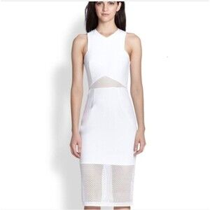 Nicholas for Revolve Mesh Panelled Dress Sleeveless Sheath Dress Ivory Sz 4 $635